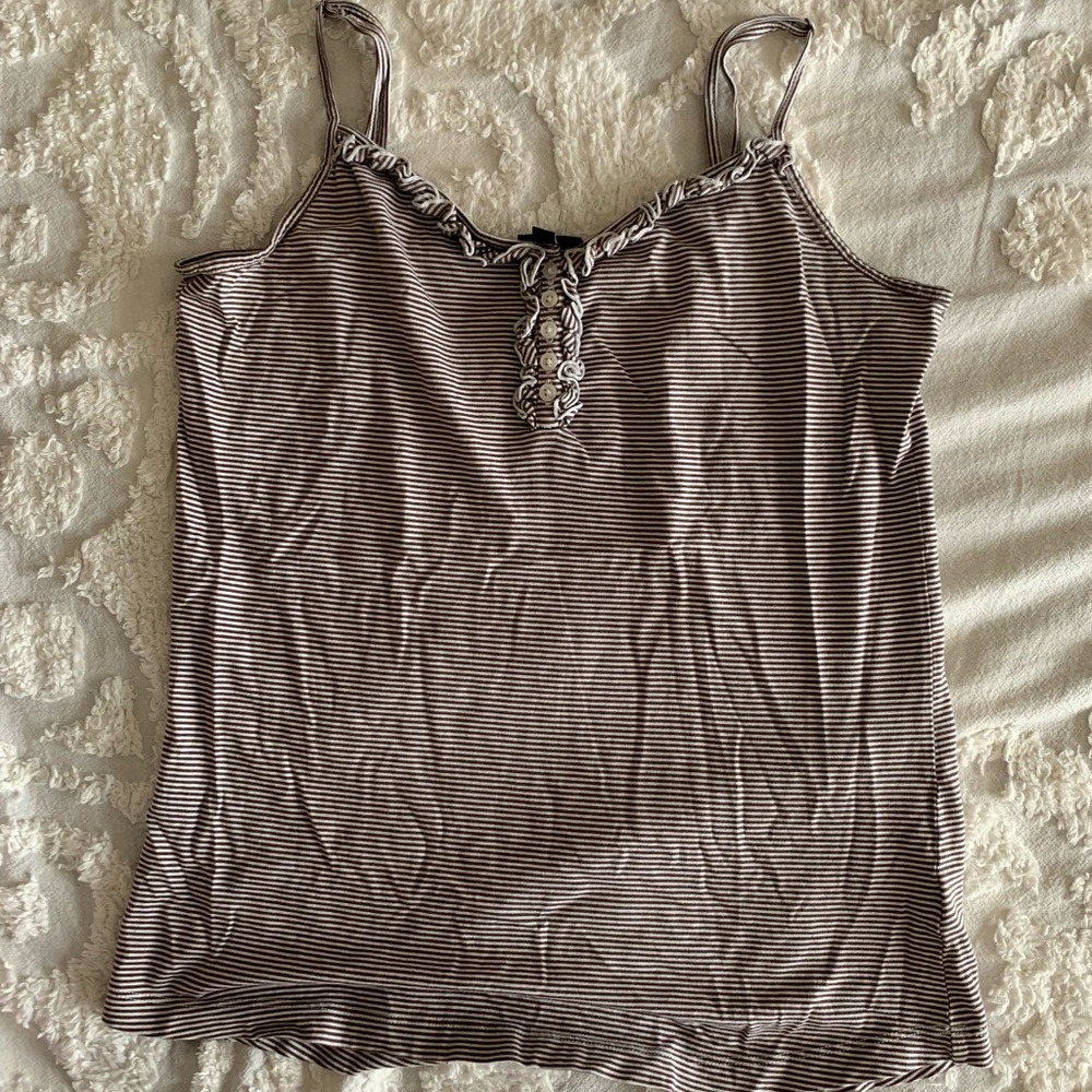 Striped button tank top